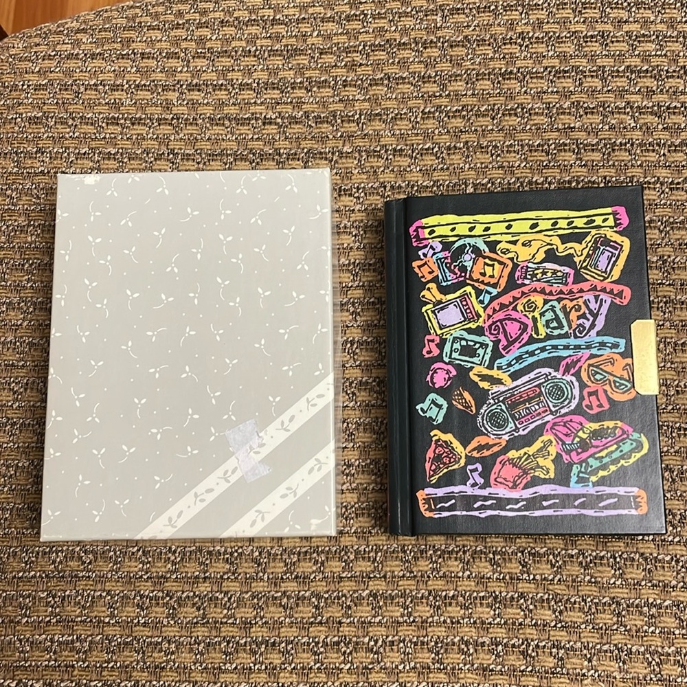 Vintage 1980s 1990s Neon Hardcover Diary Journal Notebook Small New Old Stock